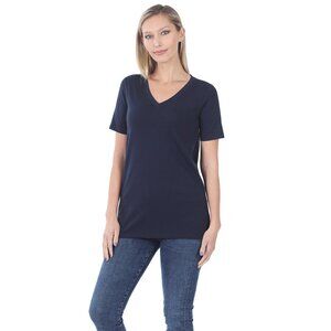 Zenana Outfitters Deep Blue V-Neck Tee